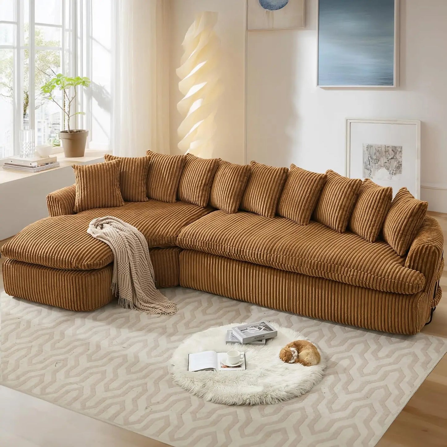 127'' Curved Cloud Corduroy Couch