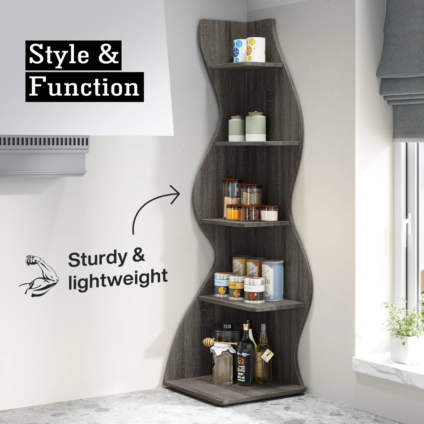 Modern Wavy Corner Shelf
