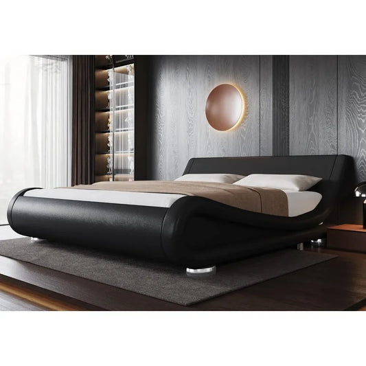 Modern Curved Bed with Adjustable Headboard