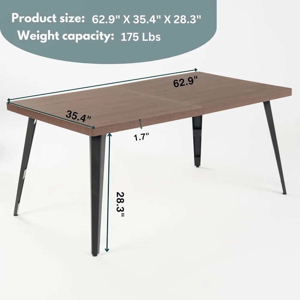 5-Piece Mid-Century Dining Set - 63" Rectangular Table & 4 Swivel Upholstered Chairs