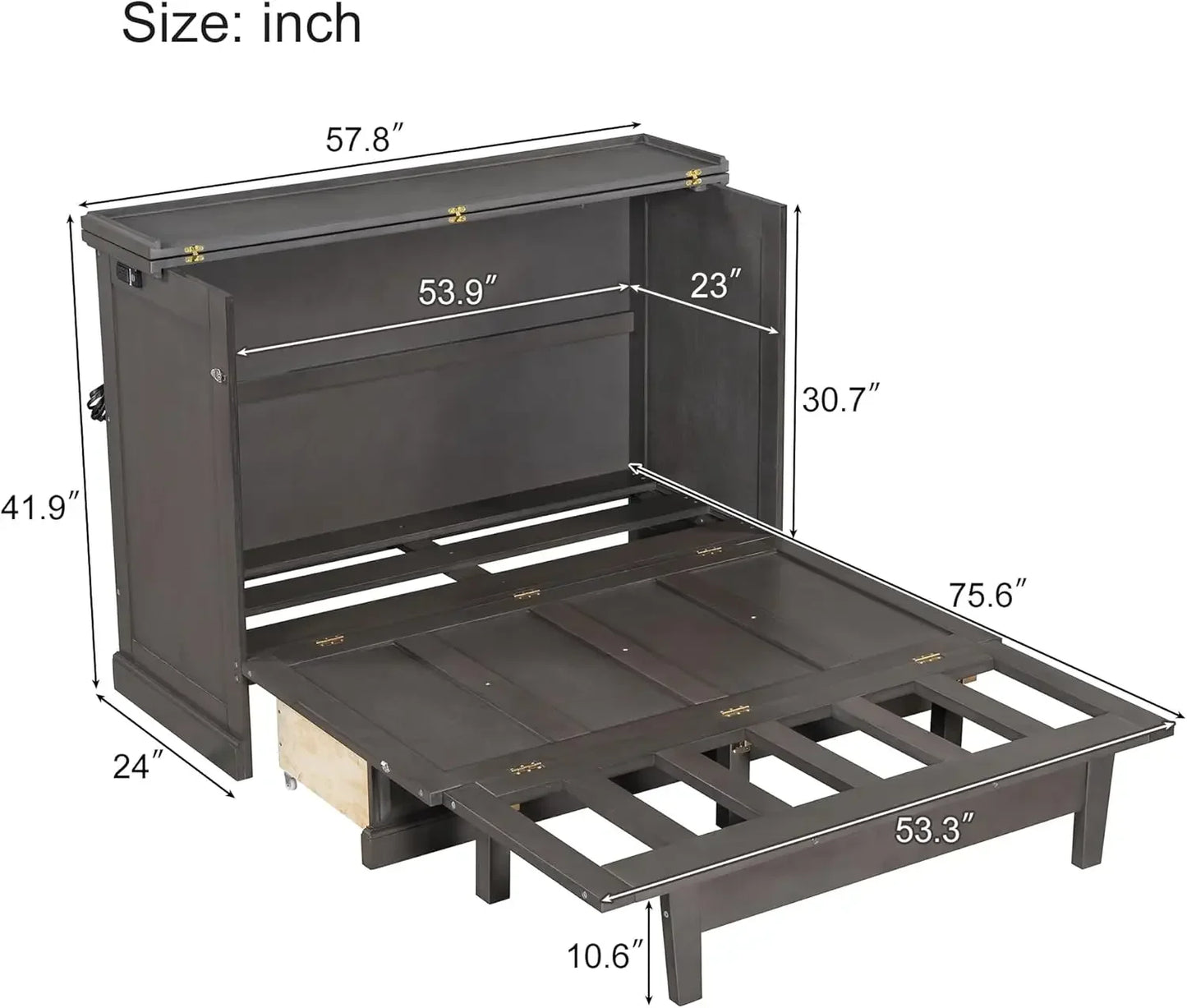 Solid Pine Full Murphy Bed