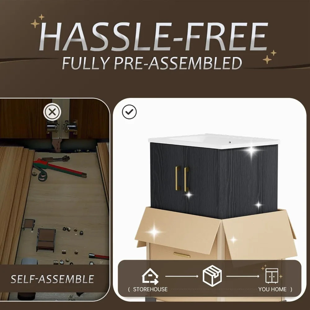 24" Bathroom Vanity with 2 Soft Close Doors and Drawers