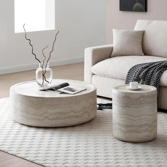 Modern Wood Drum Coffee Table