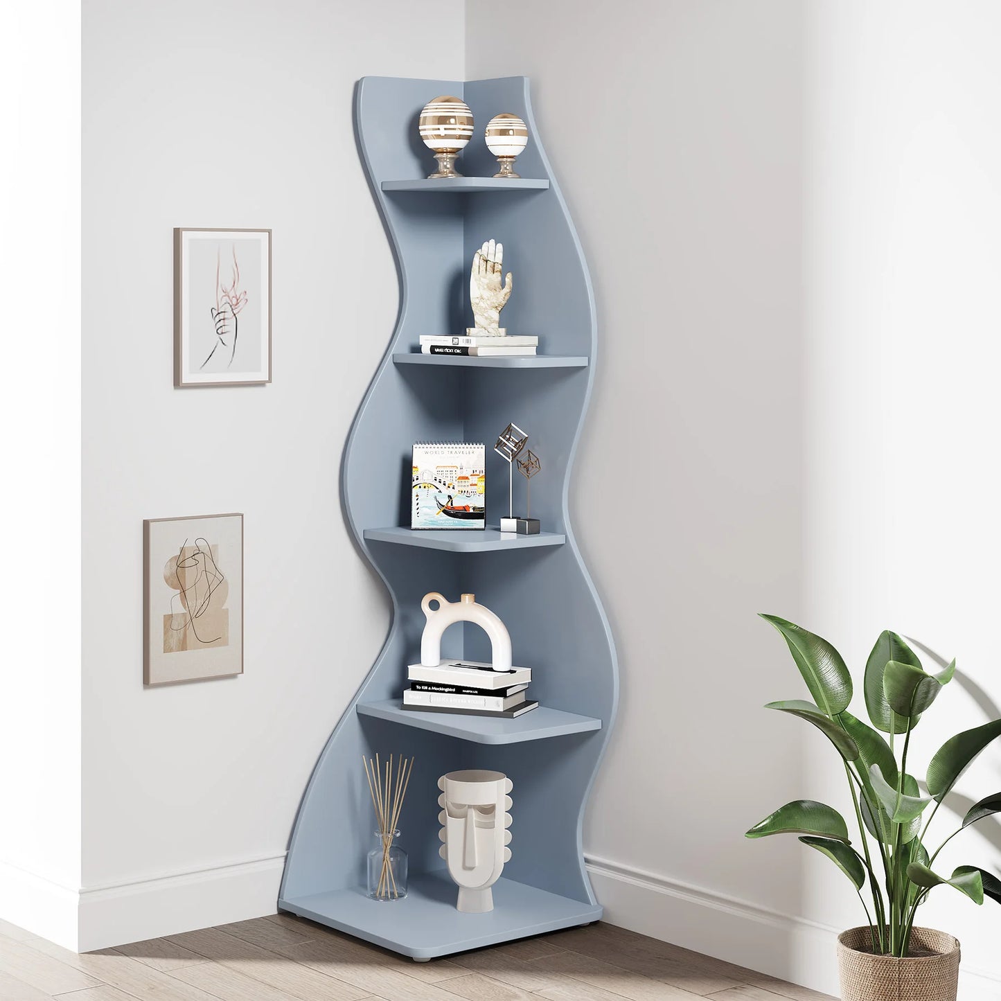Modern Wavy Corner Shelf