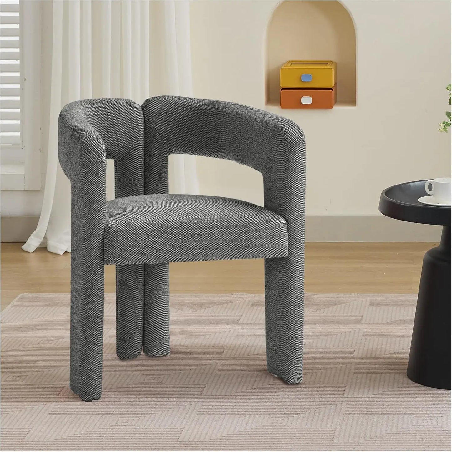 Modern Barrel Linen Dining Chairs Set of 2