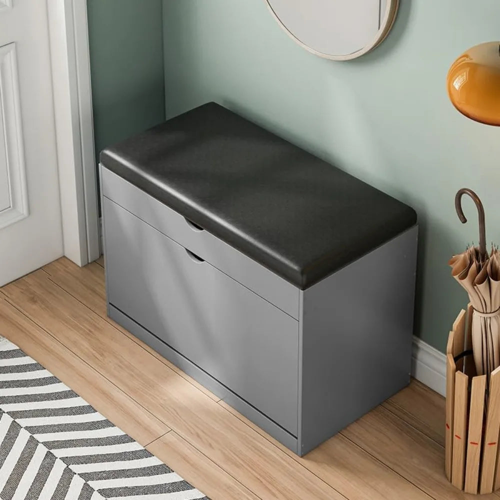 Entryway Shoe Bench with 3-Tier Rack