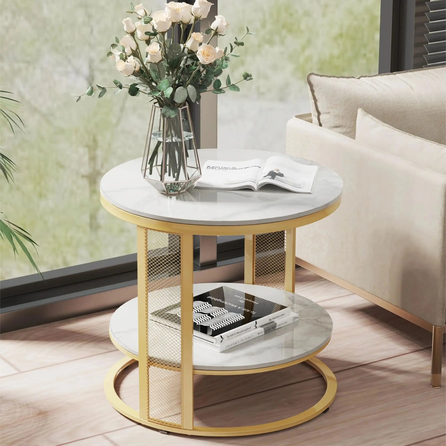 2 Tier Marble End Table