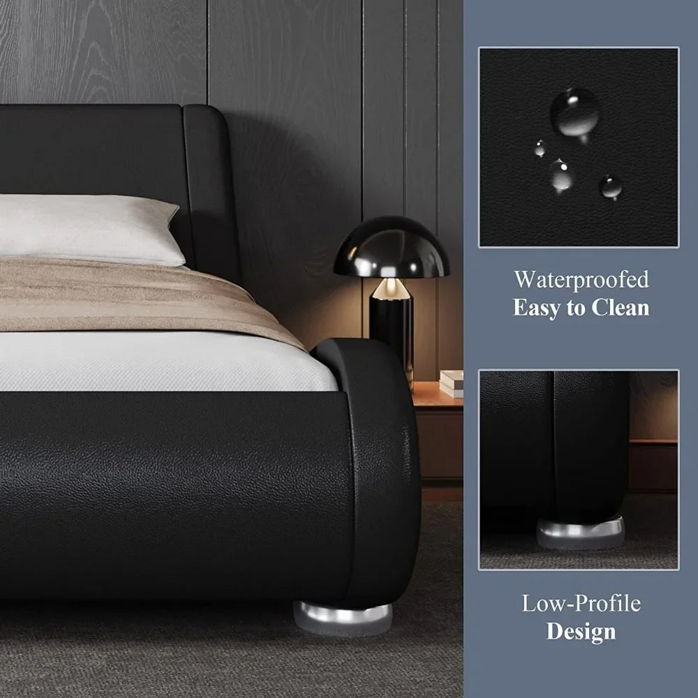 Modern Curved Bed with Adjustable Headboard