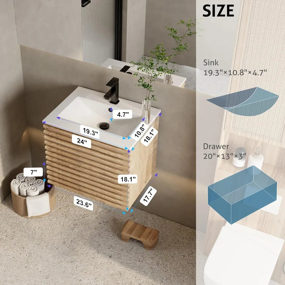 24" Floating Bathroom Vanity with Sink