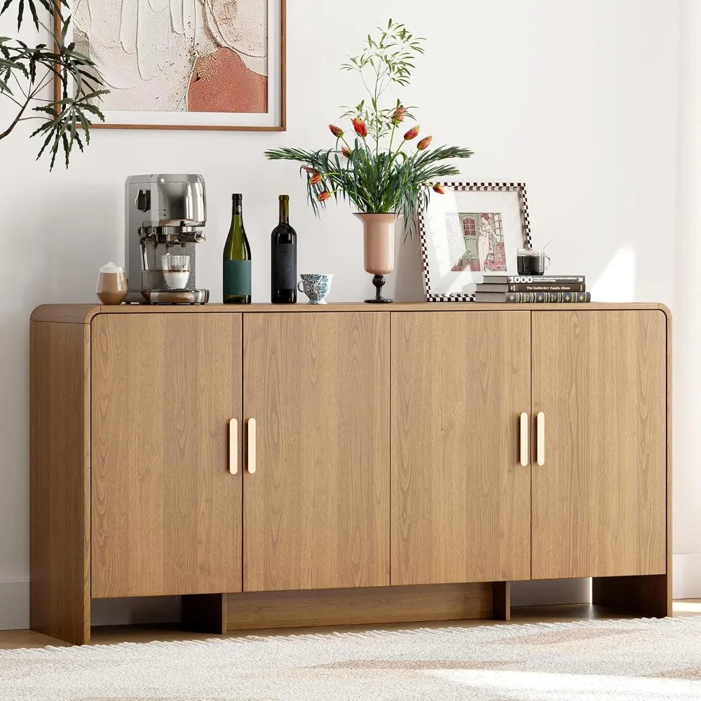 60" Modern Curved Buffet Cabinet with Storage