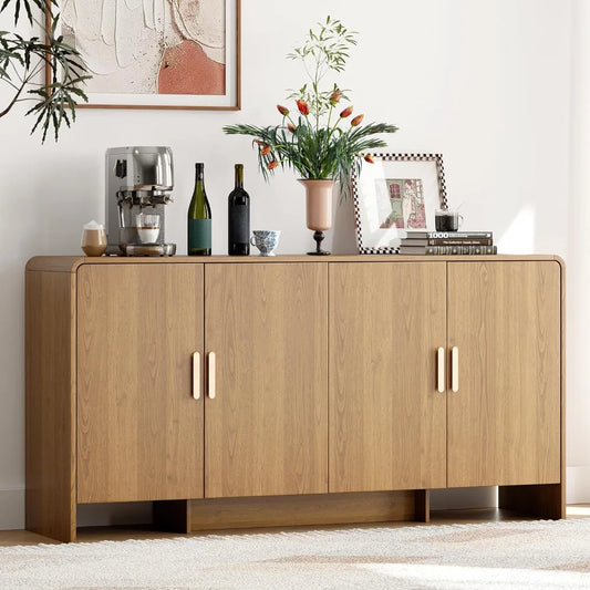 60" Modern Curved Buffet Cabinet with Storage