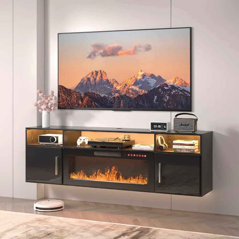 70" Floating Fireplace Entertainment Center