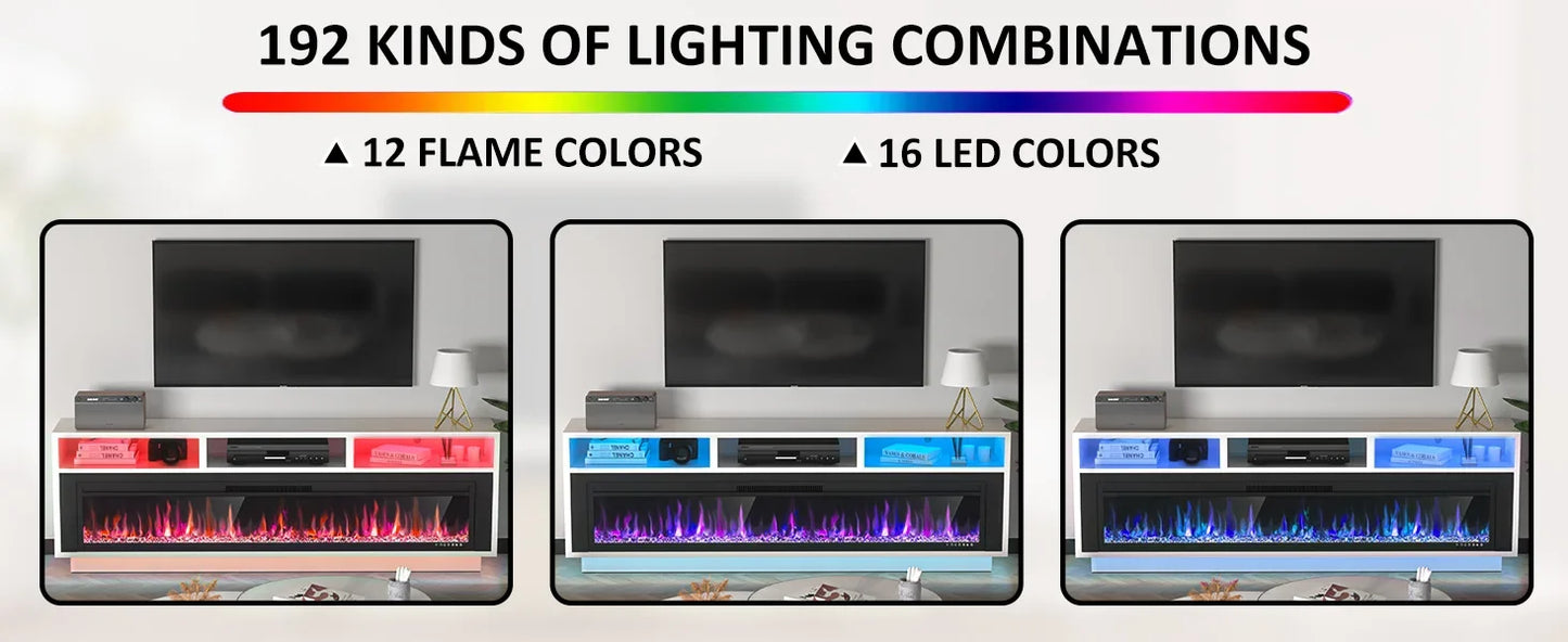 Electric Fireplace LED Light Entertainment Center