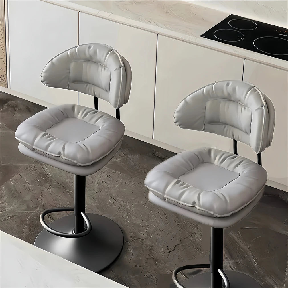 Set of 2 Gray Padded Adjustable Swivel Chair
