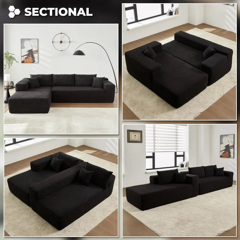 104" L-Shape Cloud Sofa with Chaise & Deep Seats