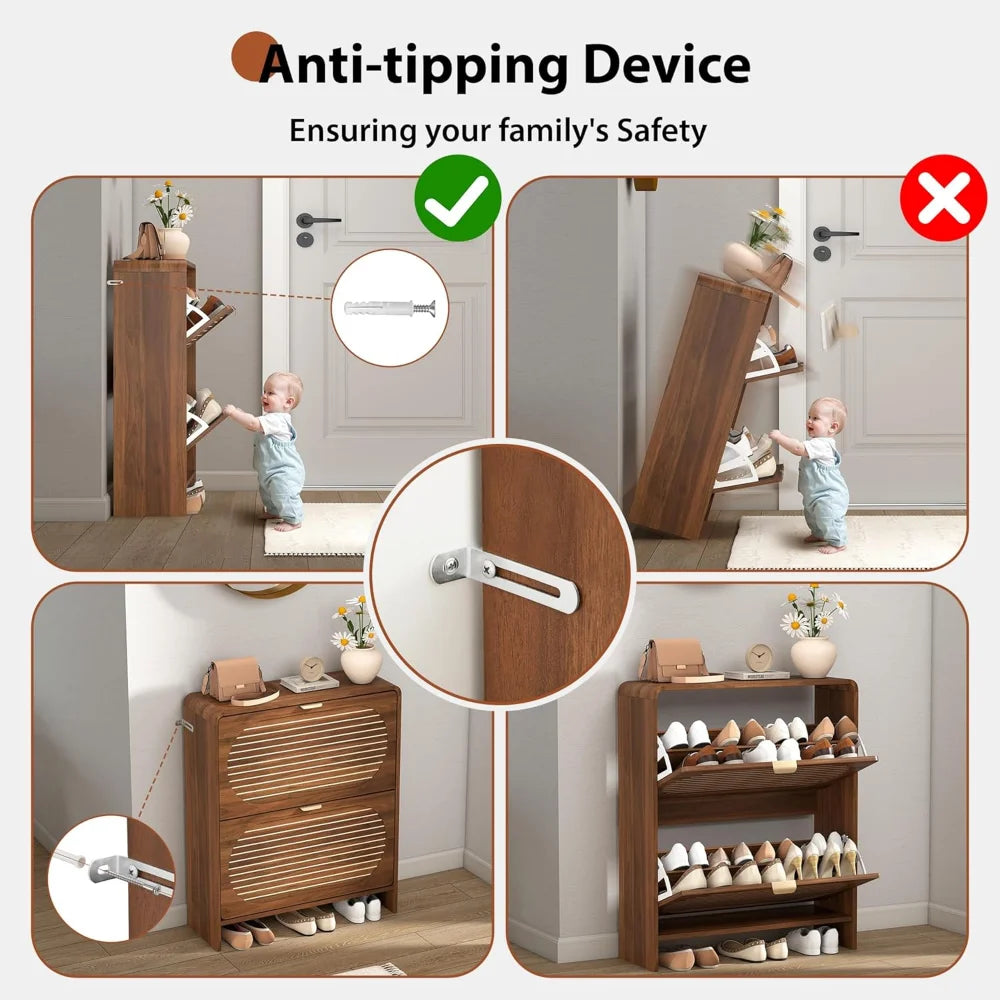 Entryway Shoe Storage Flip Drawers