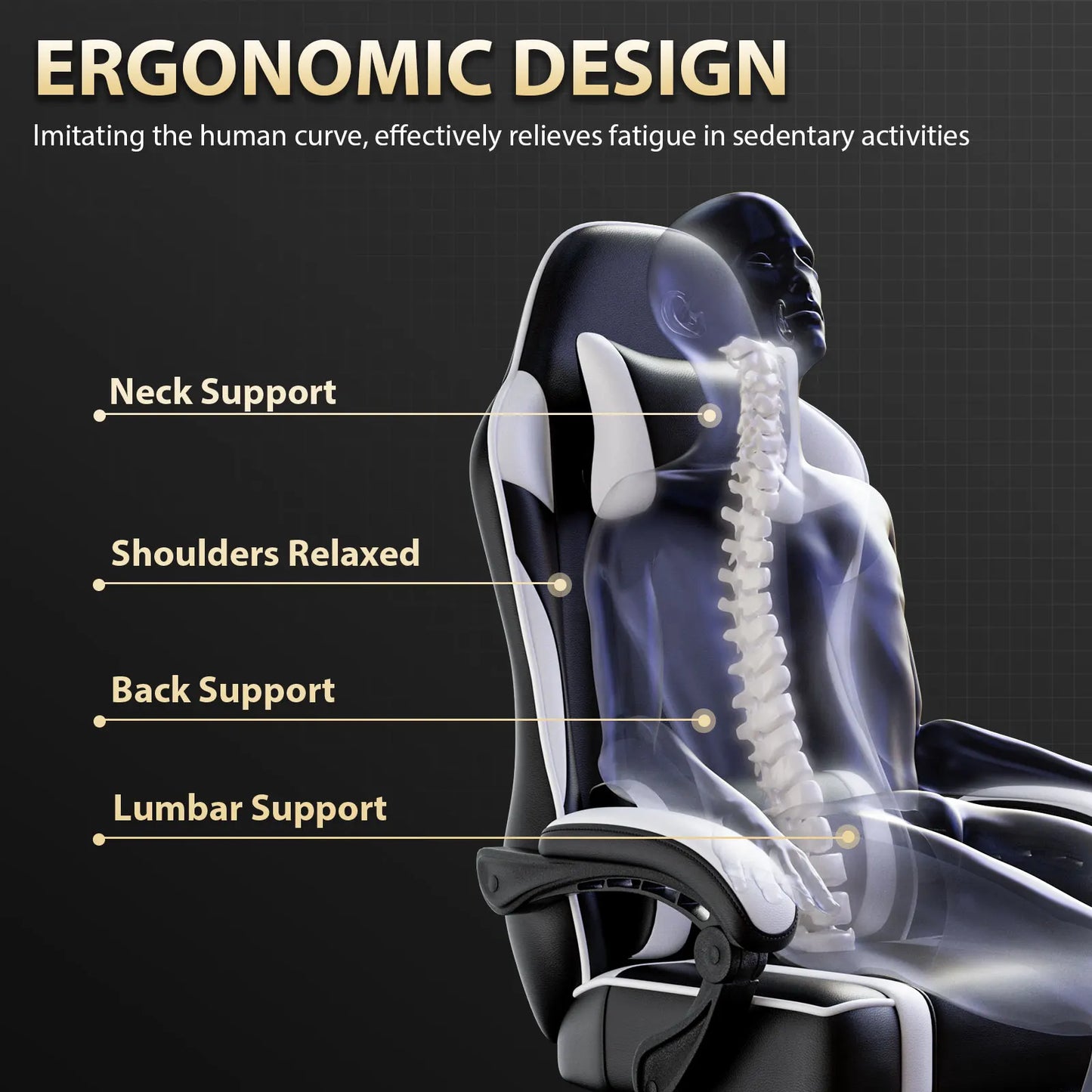 Adjustable Gaming Chair - Lumbar & Leg Support