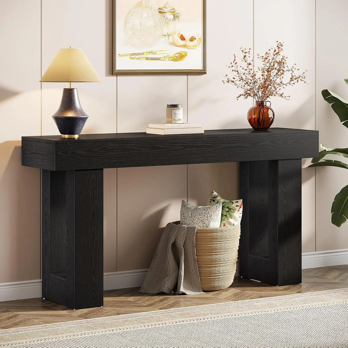 63" Farmhouse Wooden Rectangular Console Table