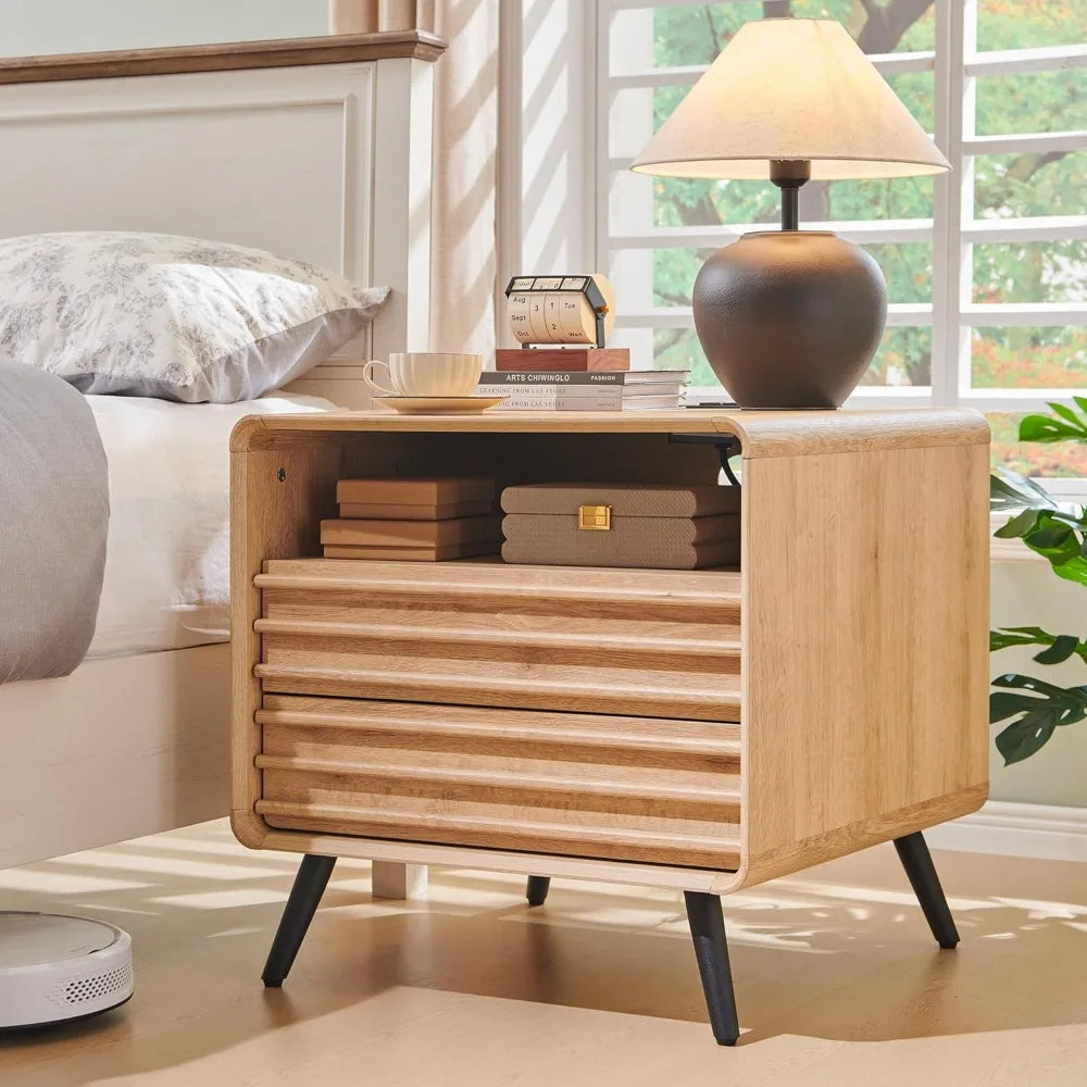 24" Mid Century Modern Fluted Nightstand