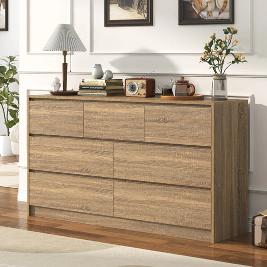 55" Modern 7 Drawer Bedroom Dresser