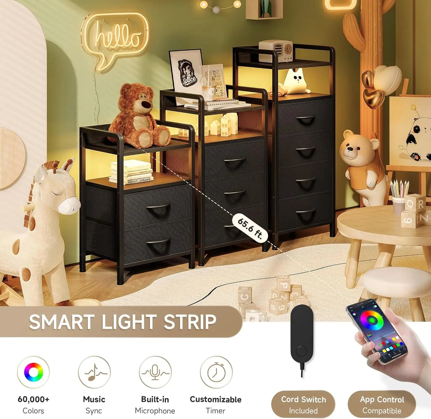 LED Charging Station Nightstand
