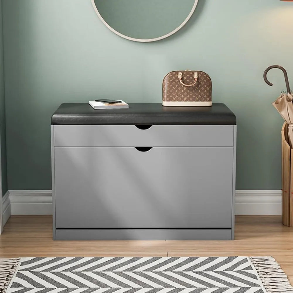 Entryway Shoe Bench with 3-Tier Rack