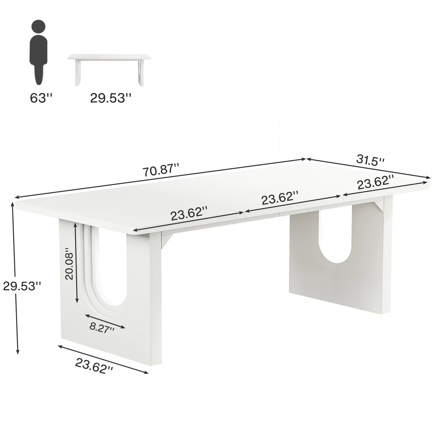 71" Modern Wood Dining Table