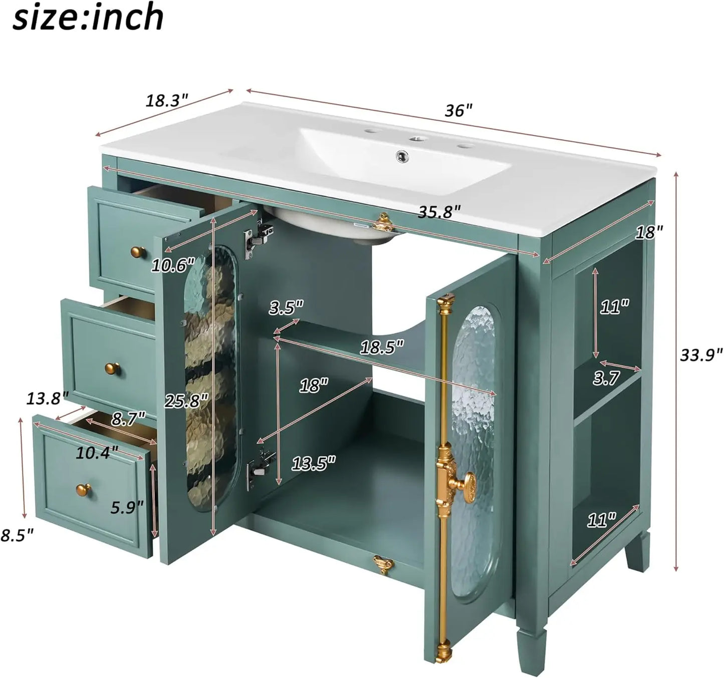 French Vinatge Bathroom Vanity with Sink
