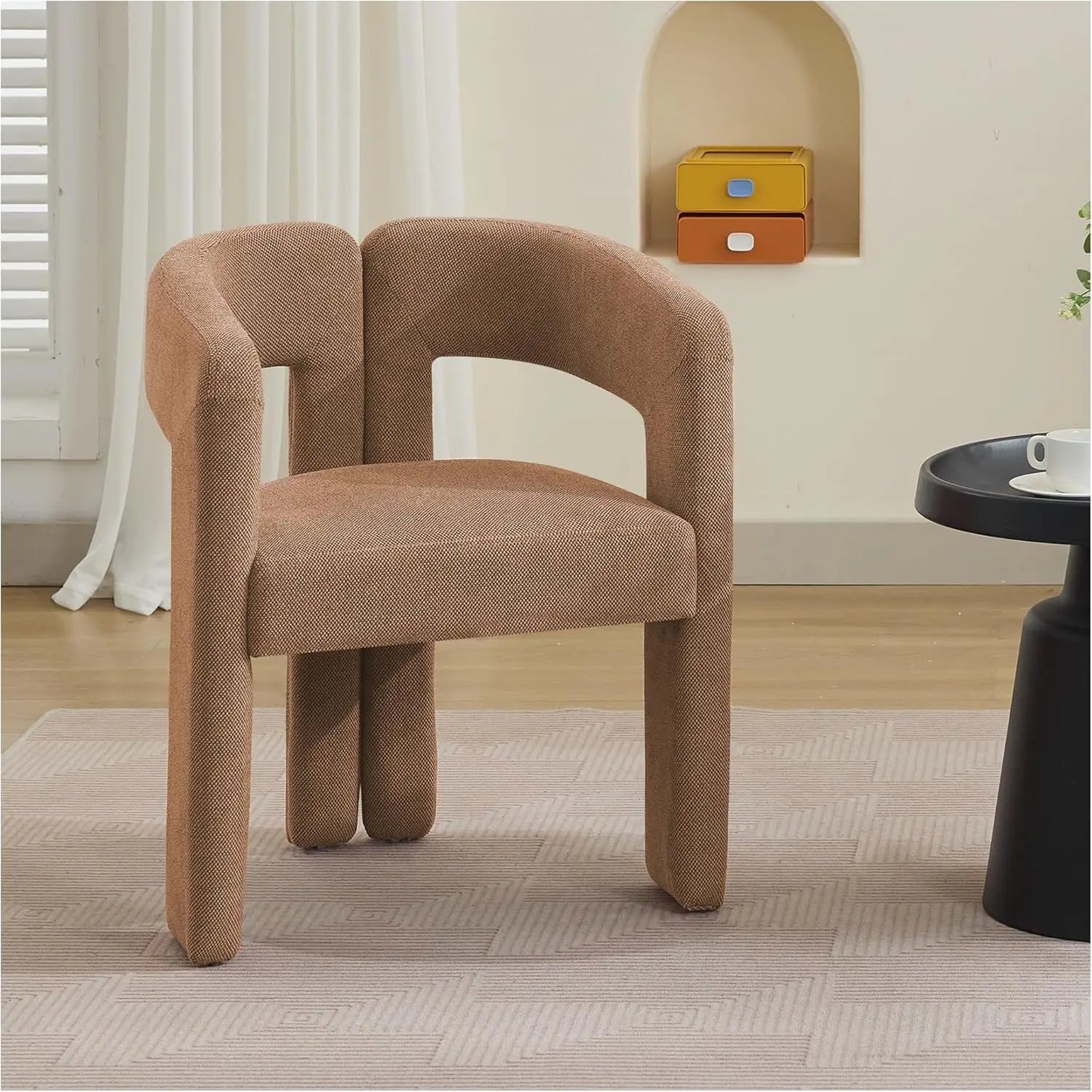 Modern Barrel Linen Dining Chairs Set of 2