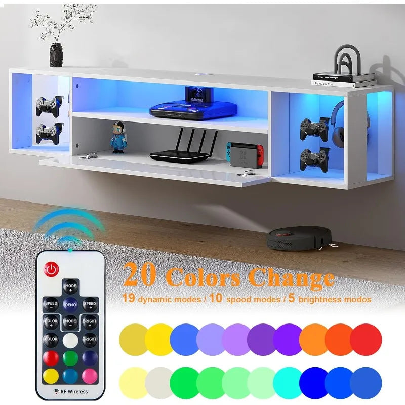 White Floating LED Entertainment Center