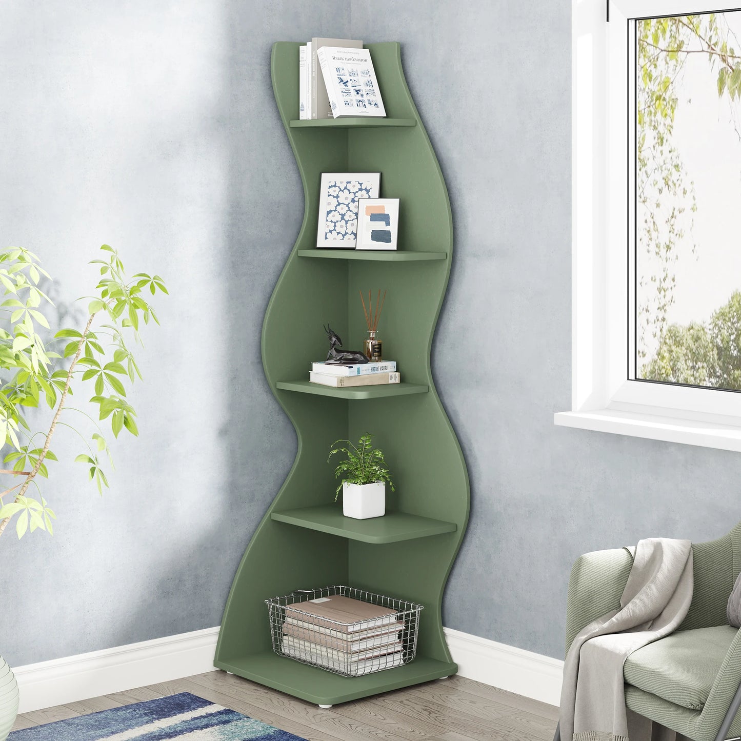 Modern Wavy Corner Shelf