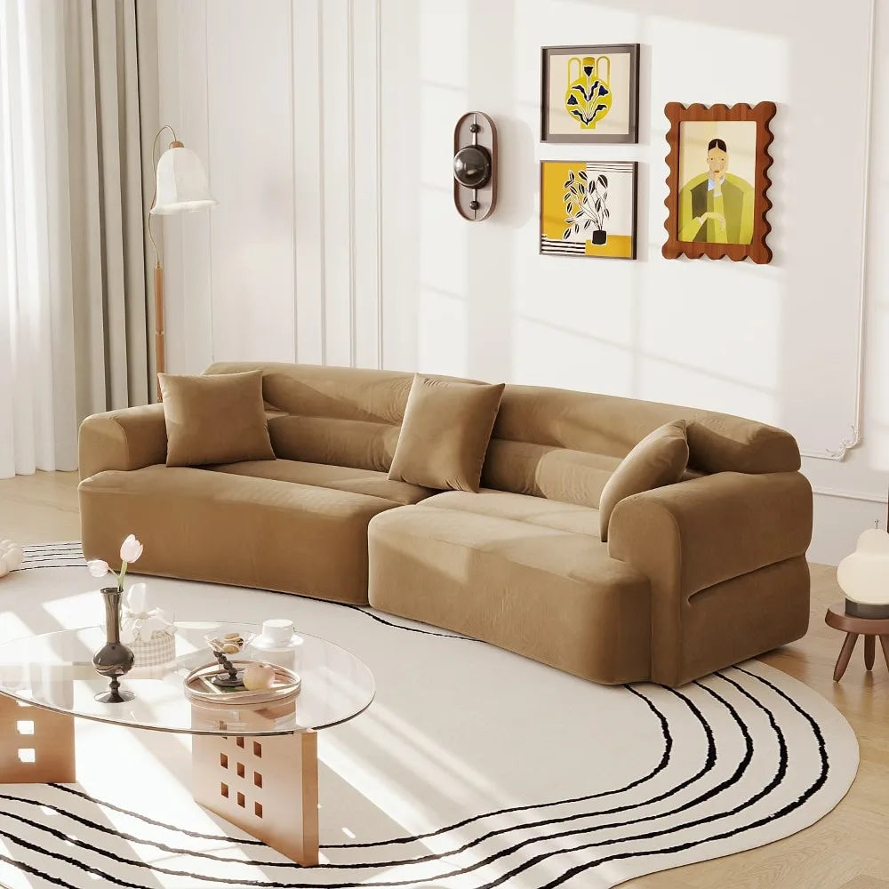 110" Curved Boneless Couch with Deep Seats
