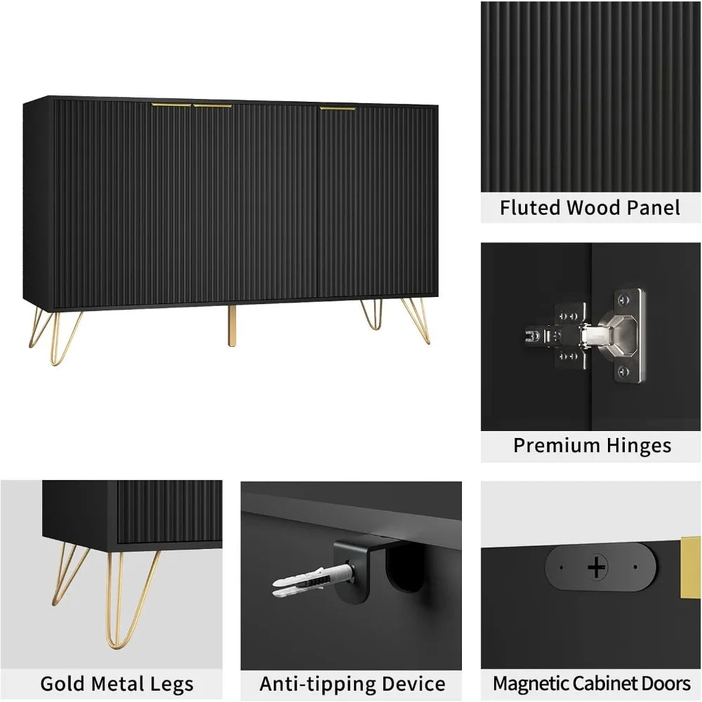 79" Modern 5 Cabinet Fluted Entertainment Center