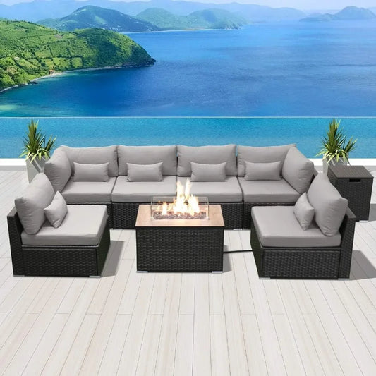 Outdoor Conversation Sofa & Fire Pit Set