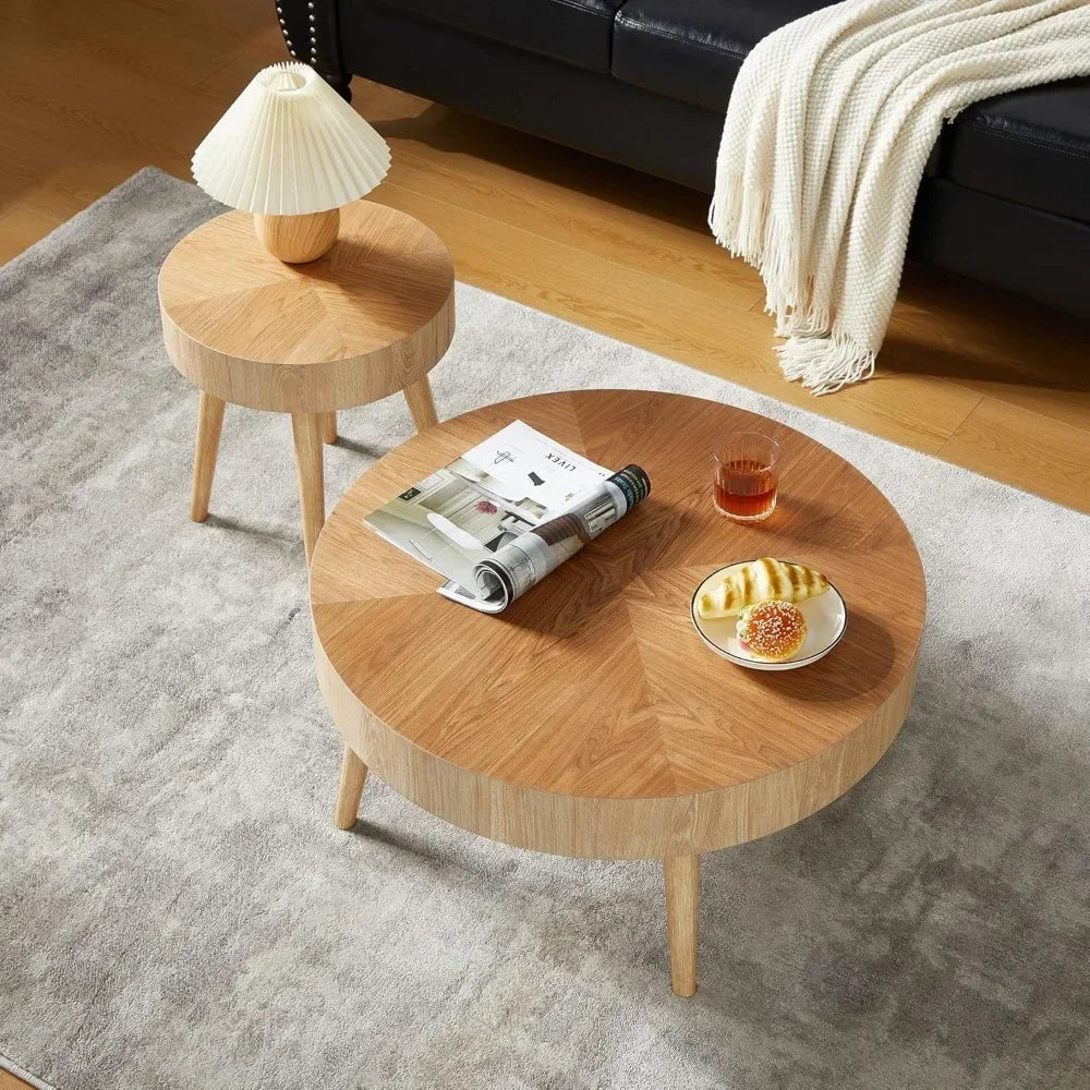 Modern Round Coffee Table Set of 2