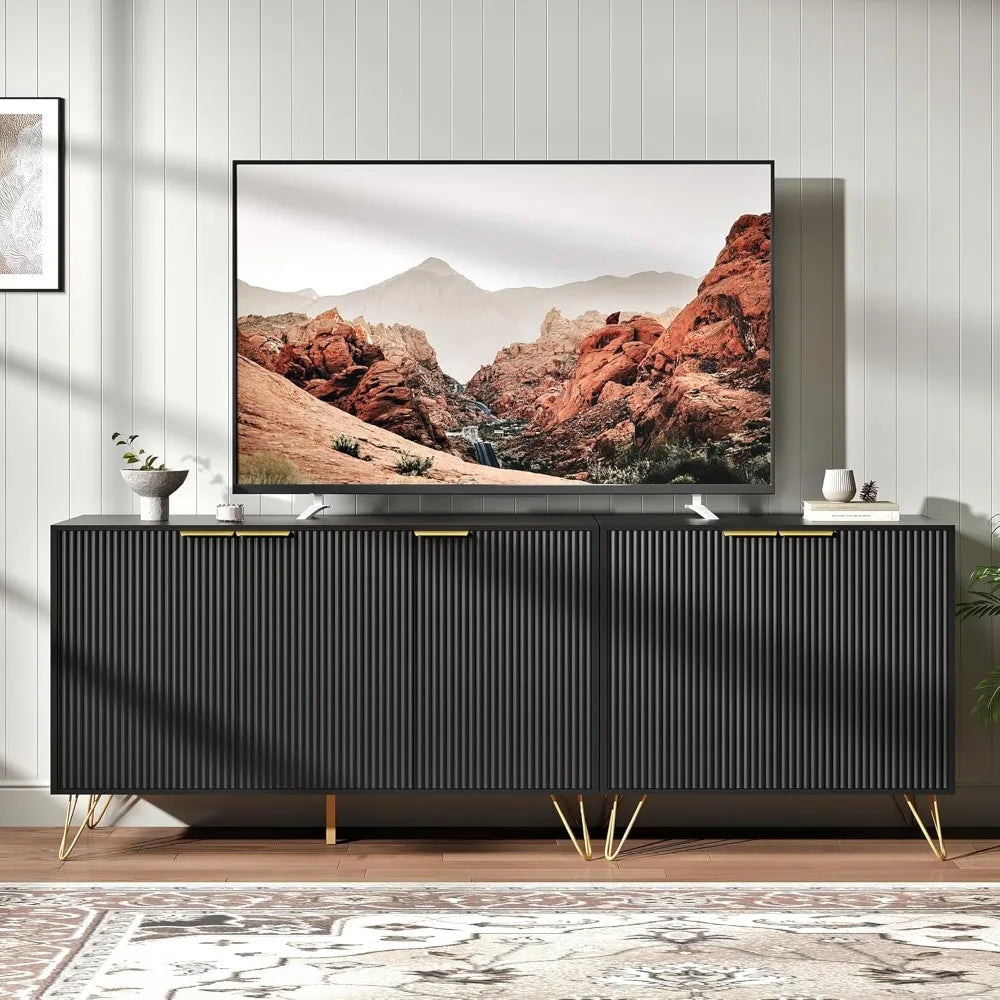 79" Modern 5 Cabinet Fluted Entertainment Center