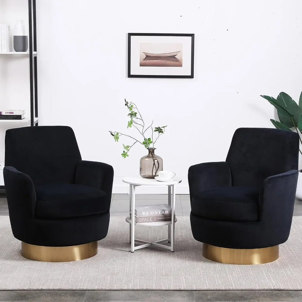 Velvet Swivel Bucket Chair Set of 2