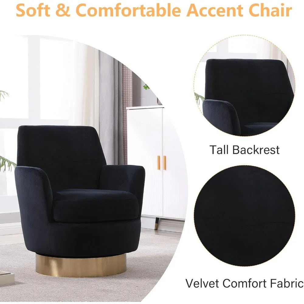 Velvet Swivel Bucket Chair Set of 2