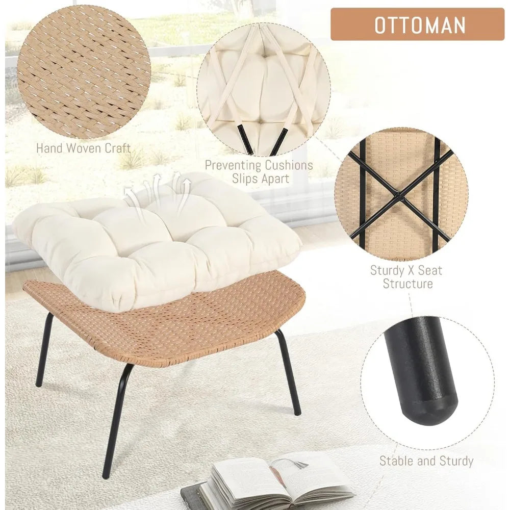 Whicker Egg Chair With Ottoman