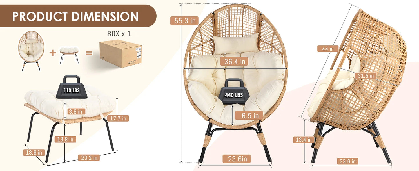 Whicker Egg Chair With Ottoman