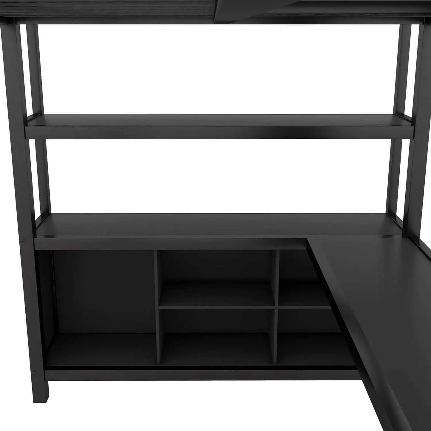 Full Size Loft Bed with L Shaped Desk and Wardrobe