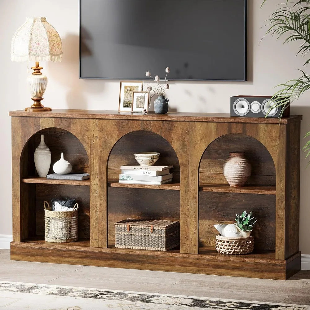 63" 3-Arched Farmhouse Entertainment Center/Console Table