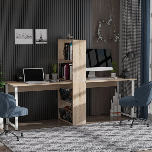 Double Desk Bookshelf