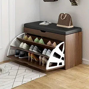 Entryway Shoe Bench with 3-Tier Rack