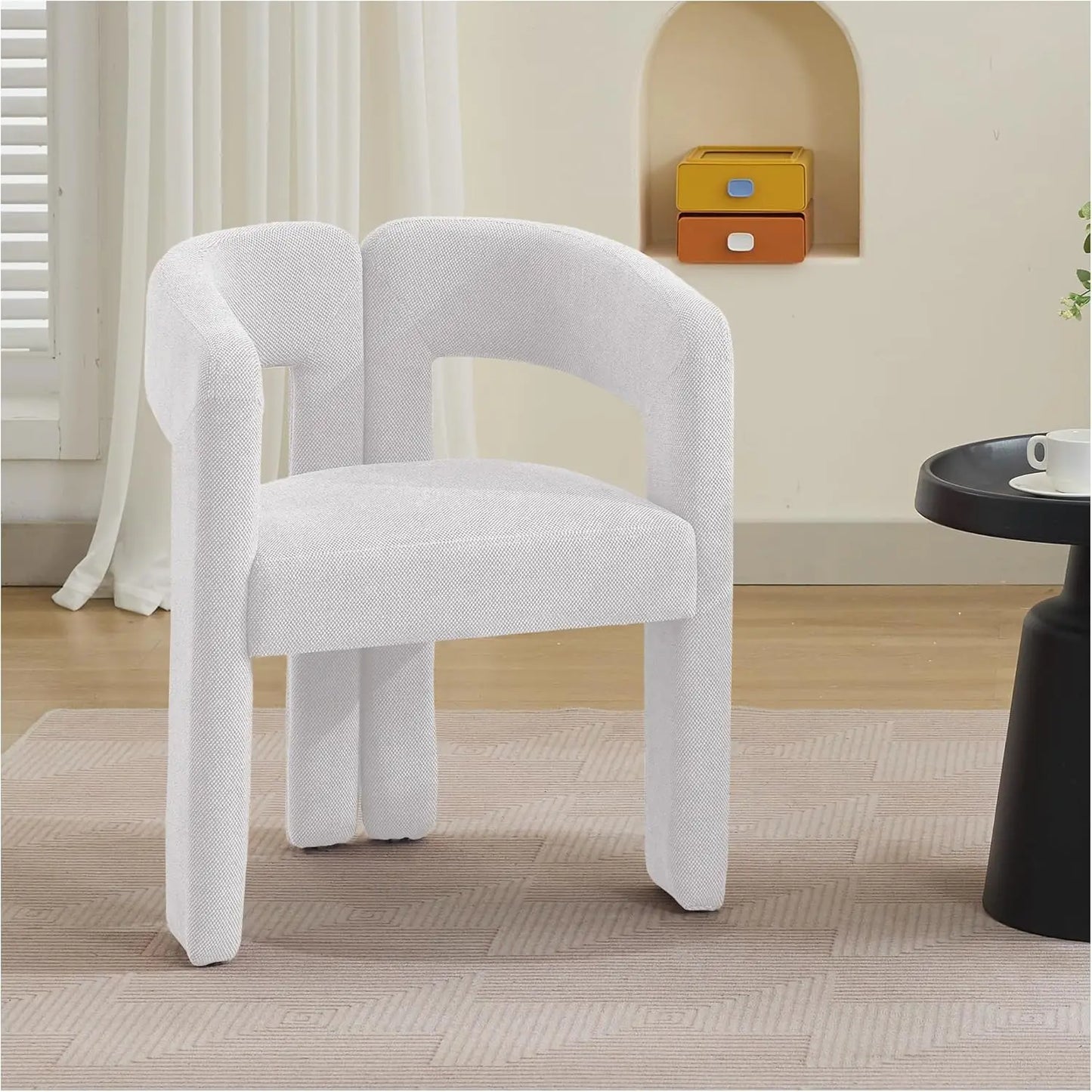 Modern Barrel Linen Dining Chairs Set of 2