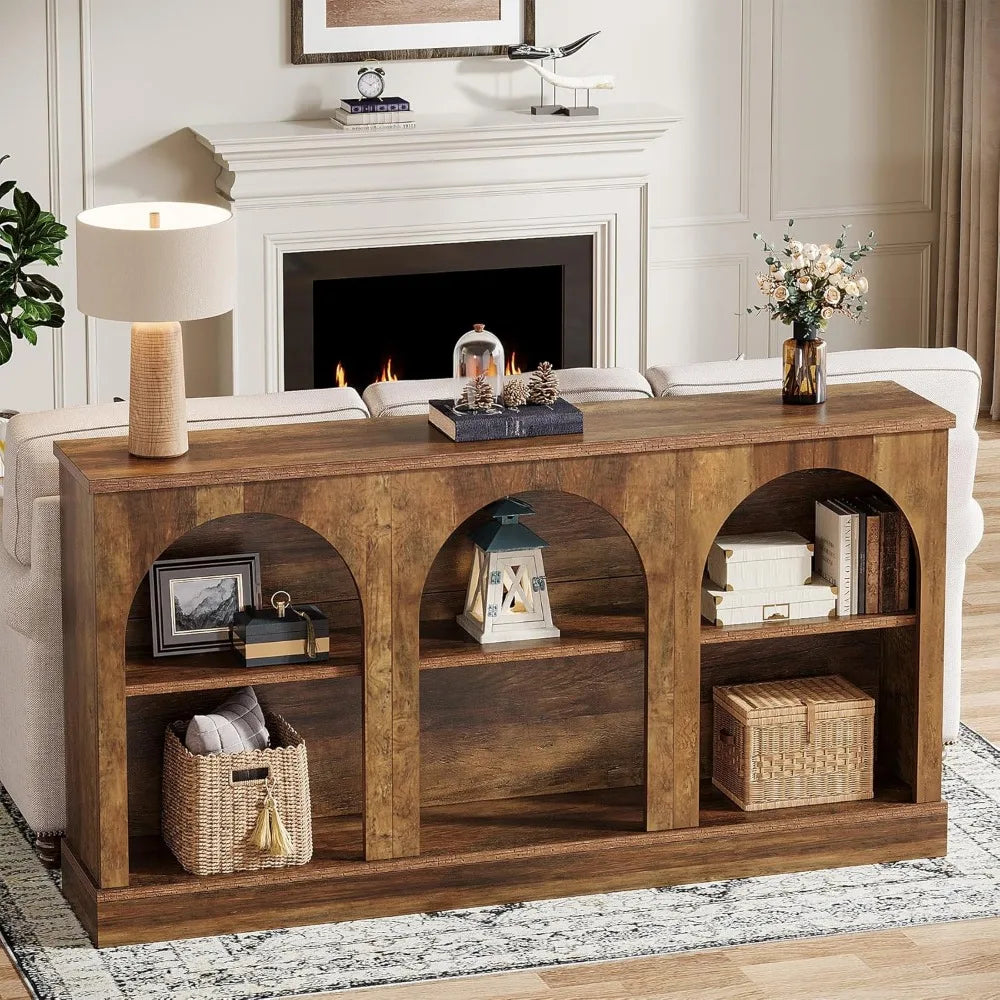 63" 3-Arched Farmhouse Entertainment Center/Console Table