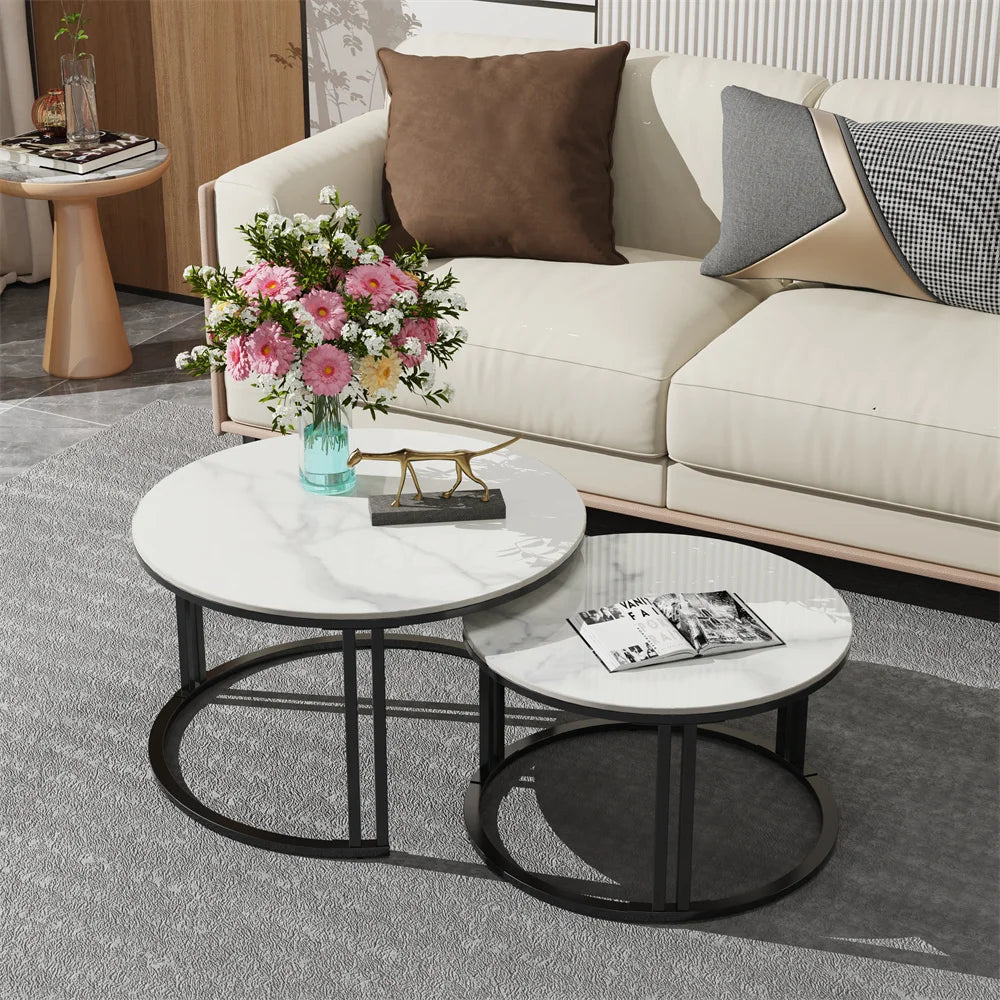 Round Marble Coffee & End Table
