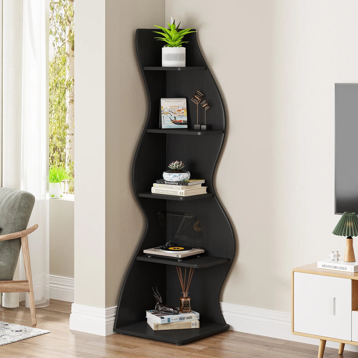 Modern Wavy Corner Shelf