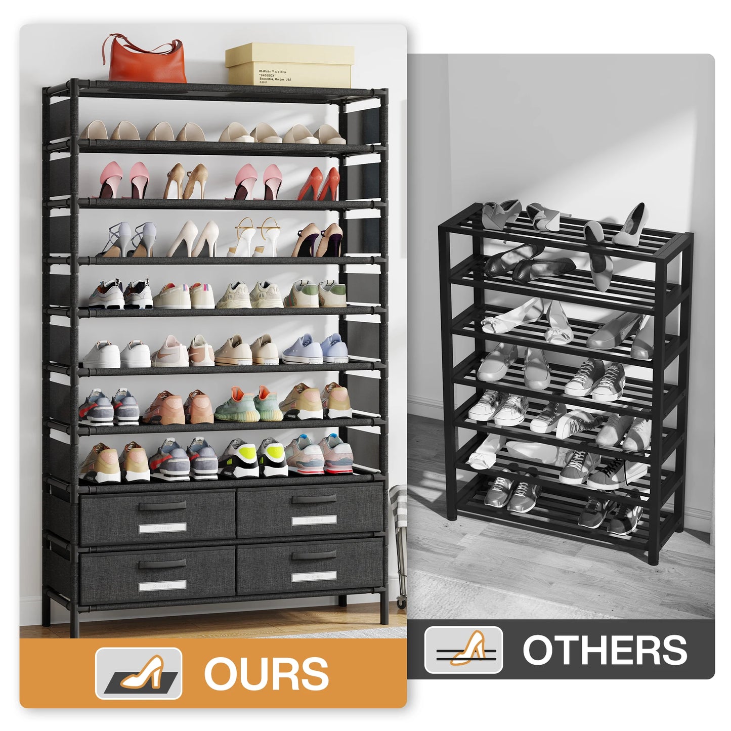 7-Tier Shoe Rack With 4 Drawers