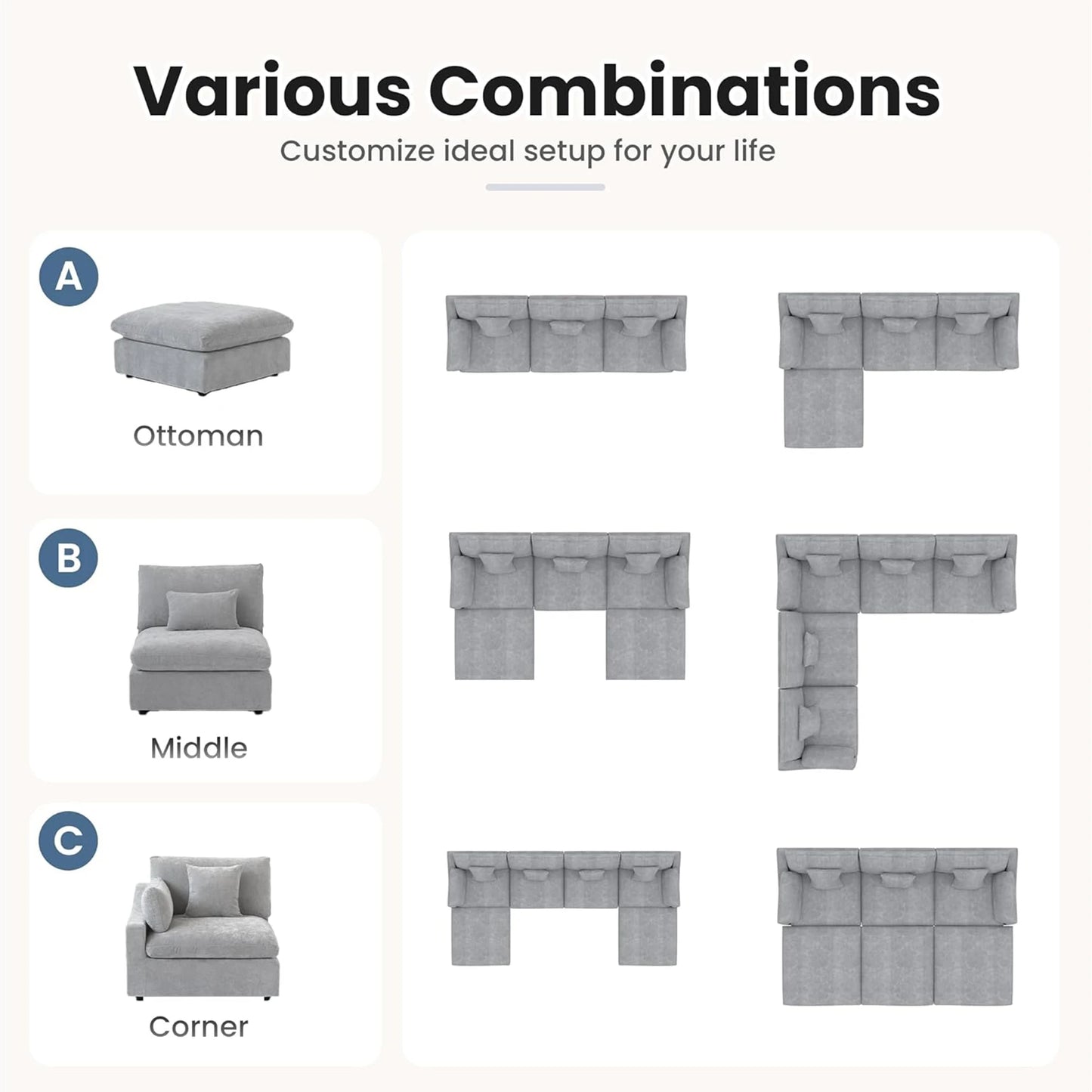 160" Modern U-Shaped Sectional Sofa